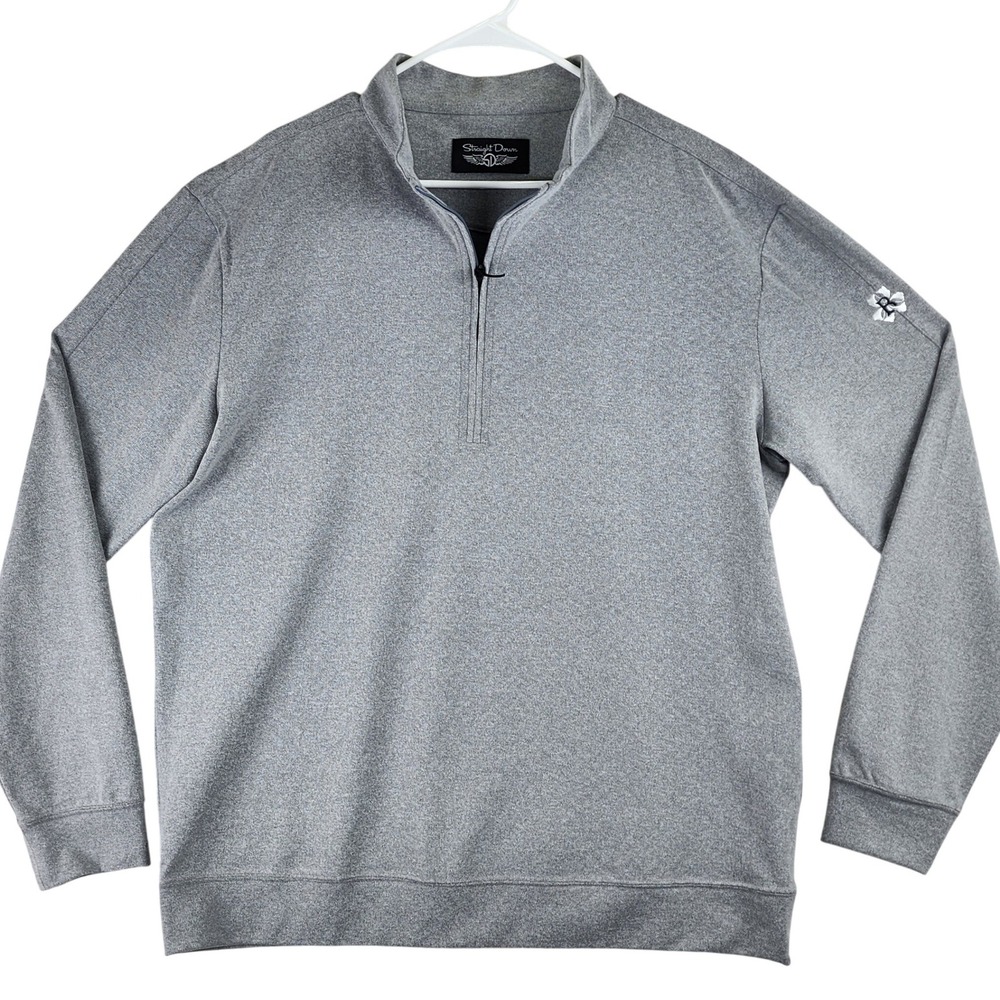 Straight Down Performance Quarter Zip Pullover Mens XL Grey Golf Mock Neck